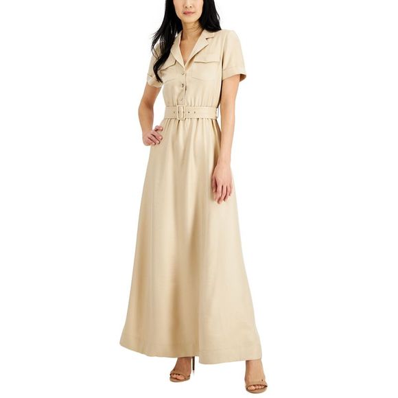 Anne Klein Petite Foiled Maxi Shirtdress - Picture 1 of 1